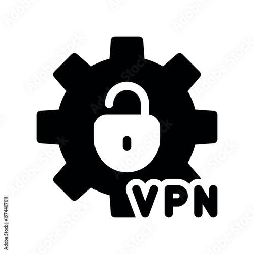 Global Data Security VPN Gear Padlock Protection Vector Illustration