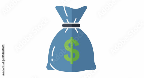 Blue Money Bag with Dollar Sign Symbolizing Wealth and Finance.