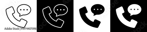 Call Support Icon In Flat Version On Black And White Background