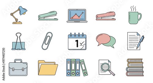 Office supplies and stationery items collection.