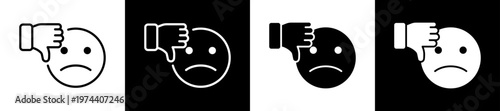 Dislike Feedback Icon In Flat Version On Black And White Background