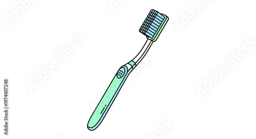 Green toothbrush with bristles.