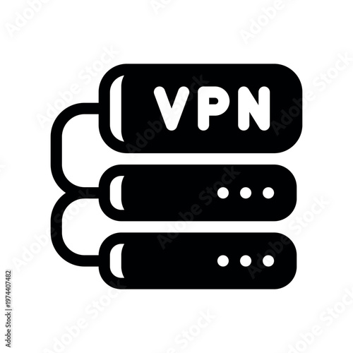 Digital Database VPN Proxy Server Stack Vector Graphic Illustration