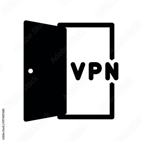 Virtual Private Network Secure Gateway Access Door Flat Vector Icon