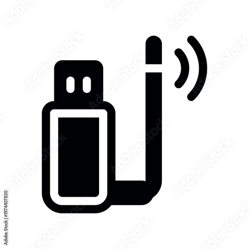 Portable Wireless USB Modem with Antenna Signal Vector Illustration