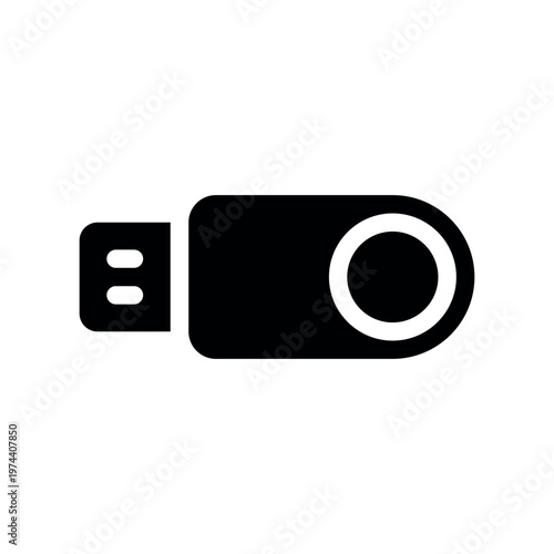 USB Flash Drive with Power Button for Secure Data Storage Vector Art