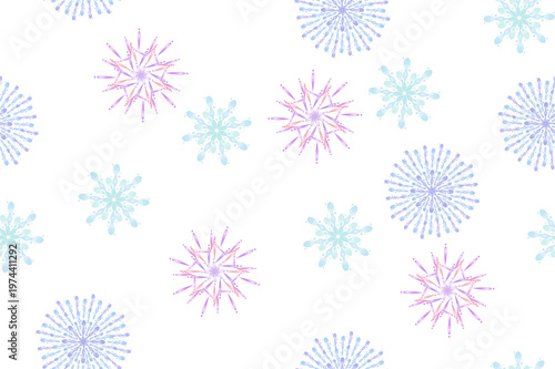 Pastel Fireworks Seamless Pattern on White Background
