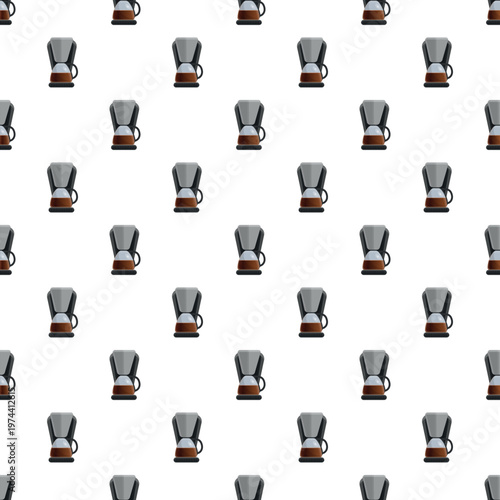 Coffee makers repeating in a seamless pattern, preparing coffee for a caffeine drink
