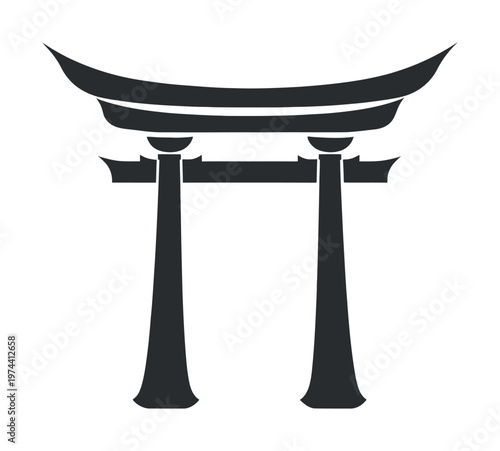 Traditional japanese torii gate depicted in a clean vector design
