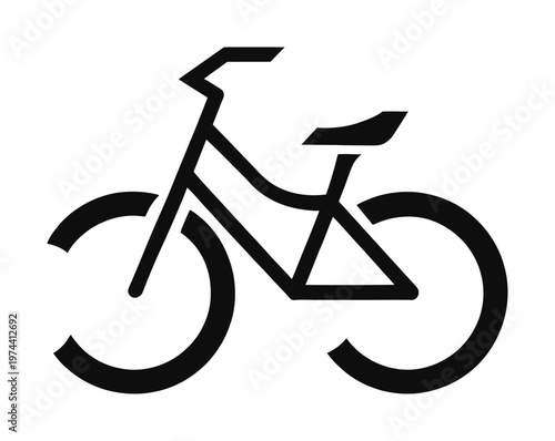 Vector icon of a stylized bicycle for cycling and transportation.