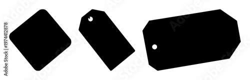 Out of stock tag set with a solid black icon featuring a label, product, unavailability with status and empty sign