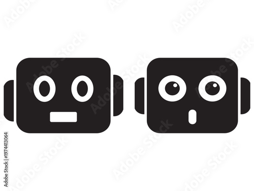 Simple minimalist vector icons of robot heads