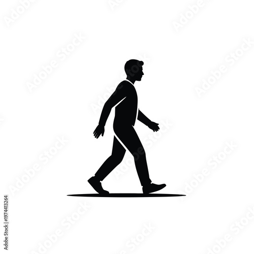 Silhouette vector of a businessman walking in a confident stride with a slight tilt forward