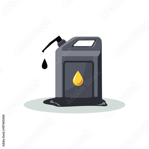 Oil Spill from Jerrycan Illustration. Black Oil Spill from Jerrycan. Fuel Spill from Plastic Jerrycan. Oil embargo. Oil reserves.