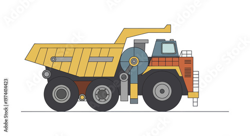 Heavy Duty Mining Dump Truck Illustration.