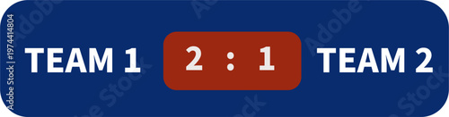 Football soccer match scoreboard with team versus team result and game clock vector illustration