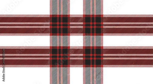 Red and Black Plaid Pattern with White Background, Textile Design
