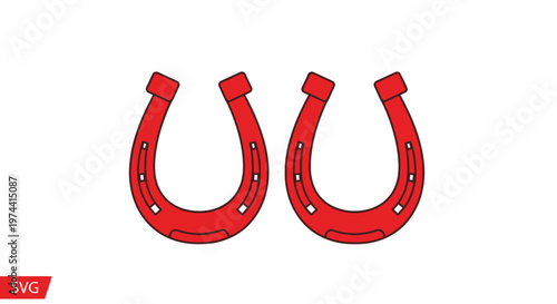Two Red Horseshoe Symbols Isolated on White Background, Luck Concept
