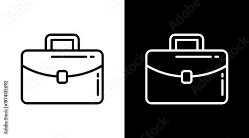 Briefcase White Icon Set Design