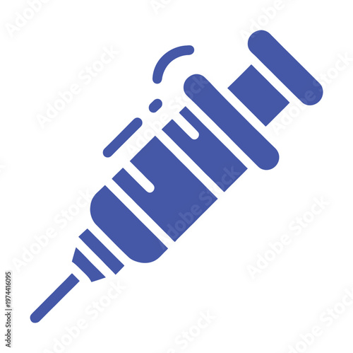 Vector icon of a blue syringe used for medical injections