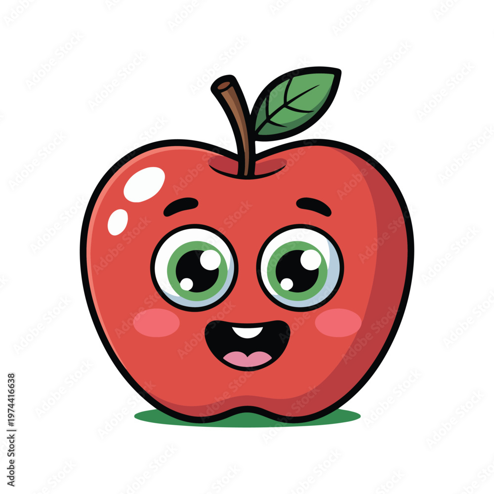Obraz premium A lovable red apple with expressive eyes and a joyful smile