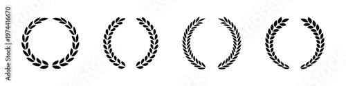 Black and white laurel wreaths collection silhouette vector elements floral decoration