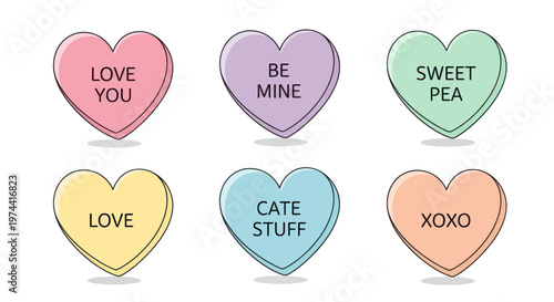 Sweetheart Candies Hearts with Love Messages, Valentine's Day Symbols