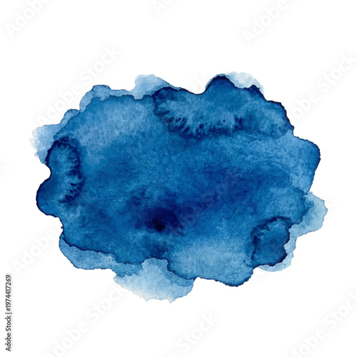Foto Blue watercolor paint splash on white background