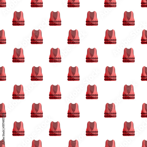 Red life vests repeat across a white background, symbolizing water safety and boating