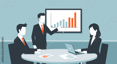 Flat Minimal Corporate Strategy Session Illustration with Limited Palette