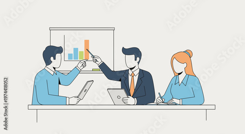Flat Minimal Style Vector of Employee Productivity Planning Session