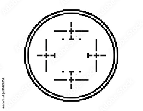 A simple black-and-white image of a crosshair in a circle