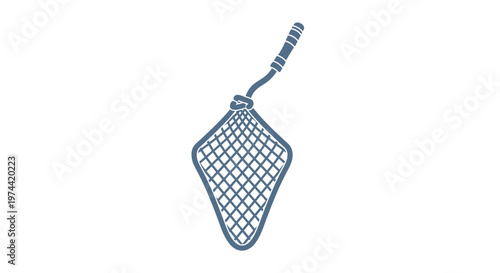 Butterfly net with handle extended vertically.