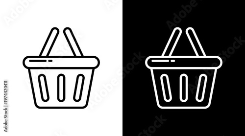 Shopping Basket White Icon Set Design