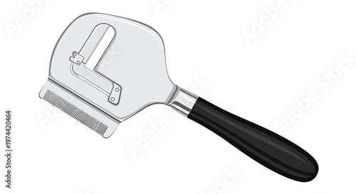 Close-up of a Cheese Slicer with Black Handle, Isolated.