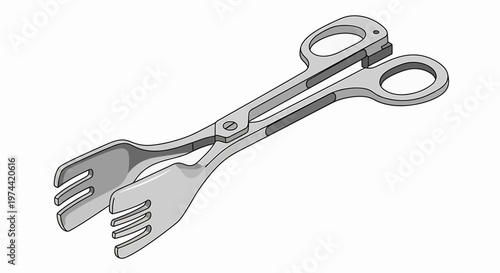 Close-up of Stainless Steel Serving Tongs on White Background.