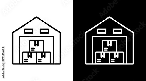 Warehouse White Icon Set Design