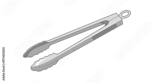 Close-up of Stainless Steel Tongs Isolated on White Background.
