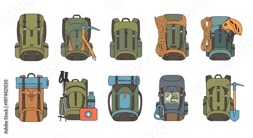 Collection of Colorful Hiking Backpacks for Outdoor Adventures.