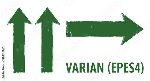 Green directional arrows with a weathered texture and the text varian epes4 written underneath