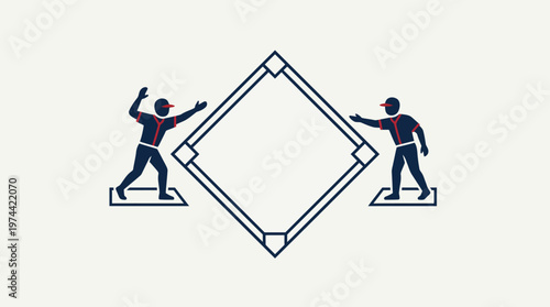 Baseball Players Around Home Plate Symbol