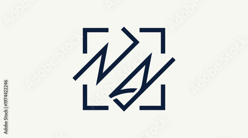 Abstract NN Letter Logo in Square Frame