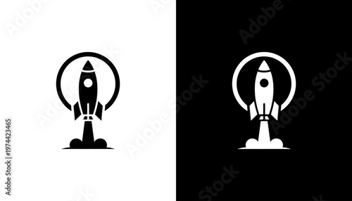 Rocket Ship Icon Launching Upwards.