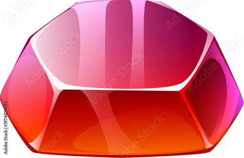 Cartoon casino gambling game jewel gem for lucky spin combination, vector icon. Cartoon red ruby gemstone jewel for casino slot machine or poker lucky spin combination, gamble game prize win