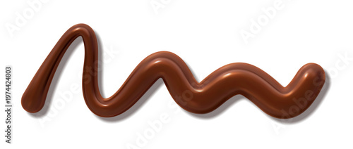 Rich chocolate drizzle, smooth sauce swirl and glossy drip effect. Melted cocoa and milk syrup splash 3d flow isolated vector brown caramel glaze with sweet cacao droplet, candy cream squirt line