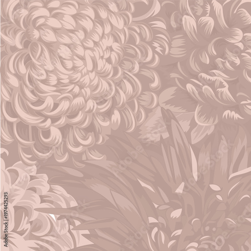 Sophisticated Japanese Kiku Flower Seamless Background for Wedding Stationery and Floral Branding