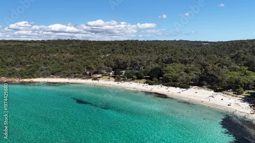 Meelup Beach Aerial Views From The Sea Clear Ocean Dunsborough WA 4K