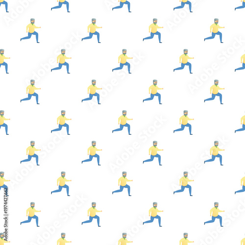 Cartoon senior men running in a seamless pattern promoting active aging and fitness