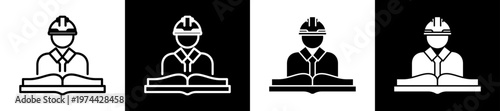 Architect Icon In Flat Version On Black And White Background