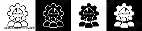 Construction Team Icon In Flat Version On Black And White Background